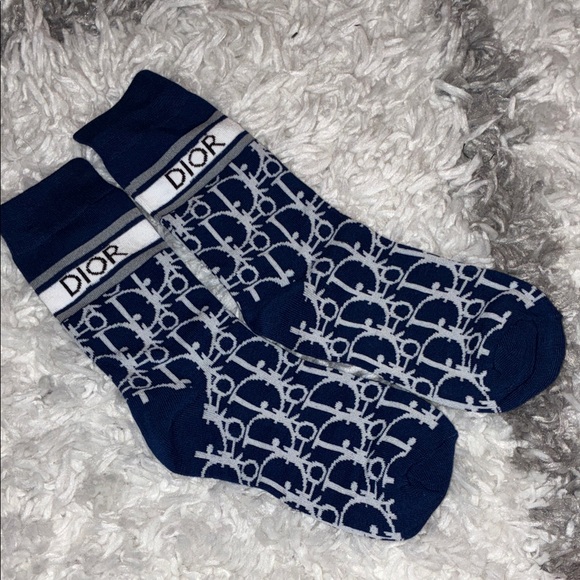 Dior Men's Navy and White Logo Socks - Picture 3 of 3